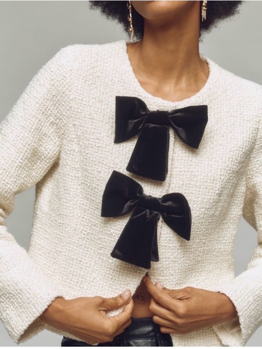 Avec Les Filles velvet Bow Tweed Lady Jacket NWT small - Picture 6 of 6